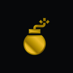 Bomb gold plated metalic icon or logo vector