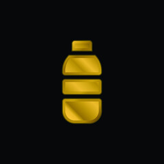 Bottle gold plated metalic icon or logo vector