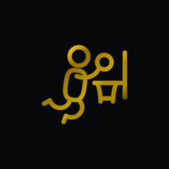 Basketball Player Jamming gold plated metalic icon or logo vector
