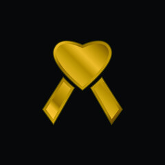 AIDS Heart gold plated metalic icon or logo vector