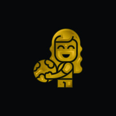 Beach Ball gold plated metalic icon or logo vector