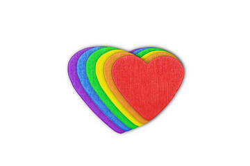 A three-dimensional icon in the form of a rainbow LGBT heart isolated on a white background.The concept of equality of sexual minorities for a postcard, poster or banner of activists.Rainbow Flag Day