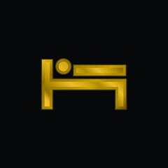 Bed Sign gold plated metalic icon or logo vector