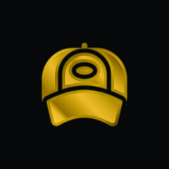 Baseball Cap gold plated metalic icon or logo vector