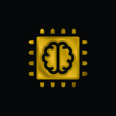 Artificial Intelligence gold plated metalic icon or logo vector