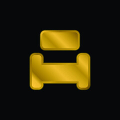 Armchair gold plated metalic icon or logo vector