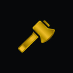 Axe gold plated metalic icon or logo vector