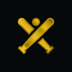 Bats gold plated metalic icon or logo vector