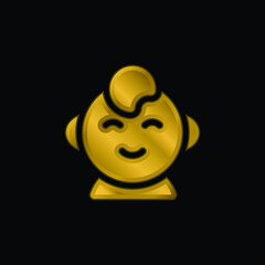 Baby Boy gold plated metalic icon or logo vector