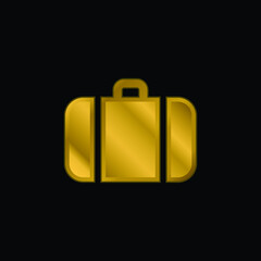 Baggage gold plated metalic icon or logo vector