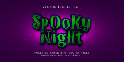 Spooky night text style effect, editable eps vector