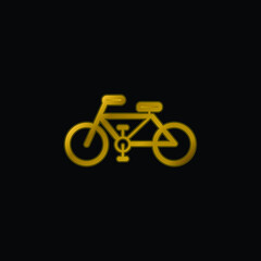 Bicycle Ecological Transport gold plated metalic icon or logo vector