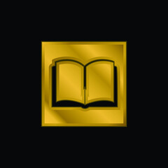 Book In Square gold plated metalic icon or logo vector