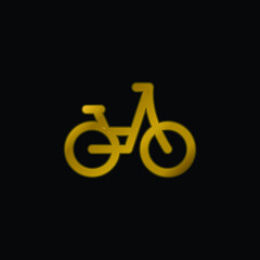 Bike gold plated metalic icon or logo vector