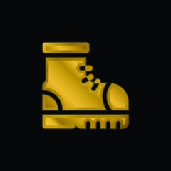 Boot gold plated metalic icon or logo vector
