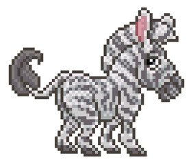 Fototapeta premium Zebra Pixel Art Safari Animal Video Game Cartoon