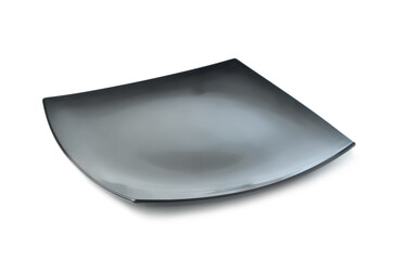 Empty black plate isolated on a white background