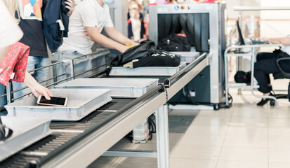 Fototapeta na wymiar baggage inspection system, security and safety concept