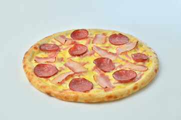pizza with meat ham and salami