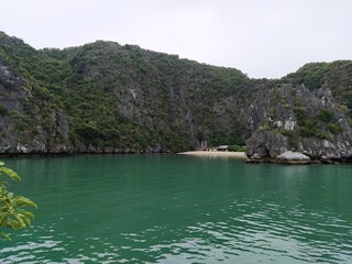 mountains and rocks in the sea