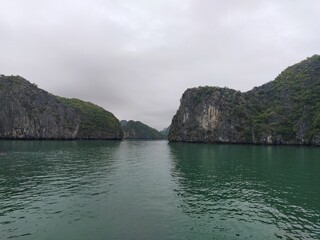 mountains and rocks in the sea