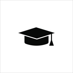graduation cap and diploma black web icon. vector illustration on white background. color editable
