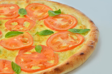 Margarita classic italian homemade pizza closeup