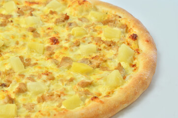 classic italian pizza hawaiian pizza closeup