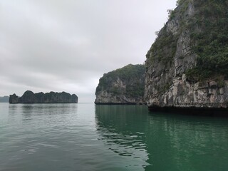 rocks and mountains in the sea