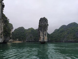 rocks and mountains in the sea