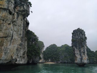 rocks and mountains in the sea