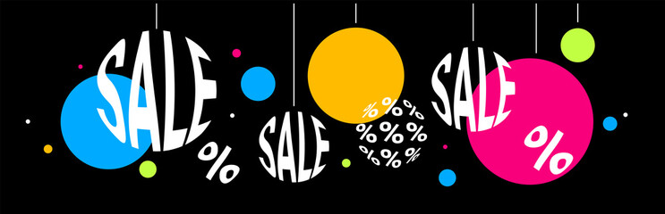 Vector Business Abstract Illustration with Word Sale on Black Background