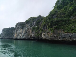 rocks and mountains in the sea