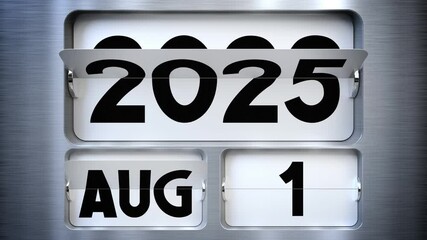 Modern flip calendar turning through years, months and days - 3D 4k animation (3840x2160 px).