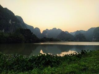 sunset over the mountains