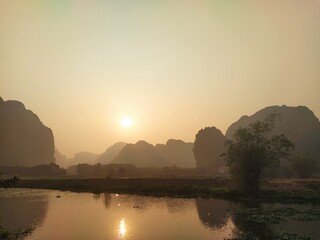 sunset over the mountains