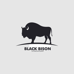 Great wild bison simple flat logo design concept