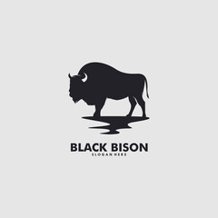 Great wild bison simple flat logo design concept