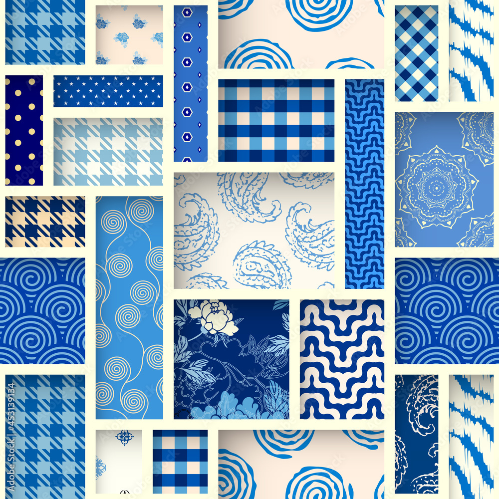 Aufkleber paper cut shapes design. seamless vector pattern.