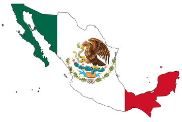 country map with flag mexico