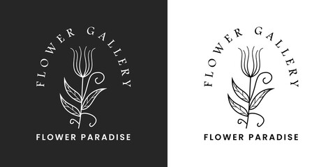 flower plant line logo template.logo vector