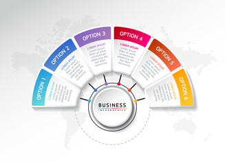Vector illustration, infographics design, template, marketing, information, with 6 options or steps