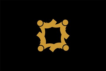 Teamwork logo design vector. People rounded illustration symbols. Humanity care vector icon.