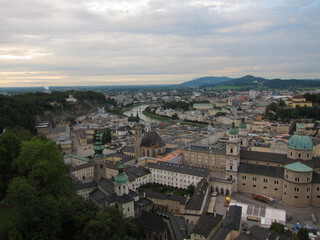 Fototapeta na wymiar A view from the hill of Salzburg
