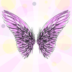 pink graphic wings with feathers