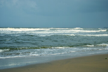 Fototapeta na wymiar Ocean-Sea Waves AND Sky Blue Landscape Background