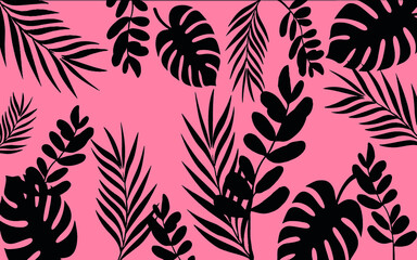 Forms of foliage on pink background
