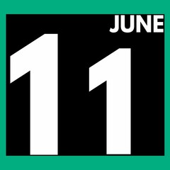 June 11 . Modern daily calendar icon .date ,day, month .calendar for the month of June