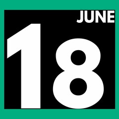 June 18 . Modern daily calendar icon .date ,day, month .calendar for the month of June