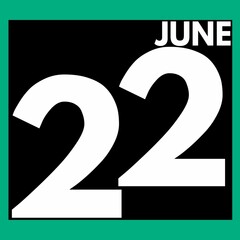 June 22 . Modern daily calendar icon .date ,day, month .calendar for the month of June
